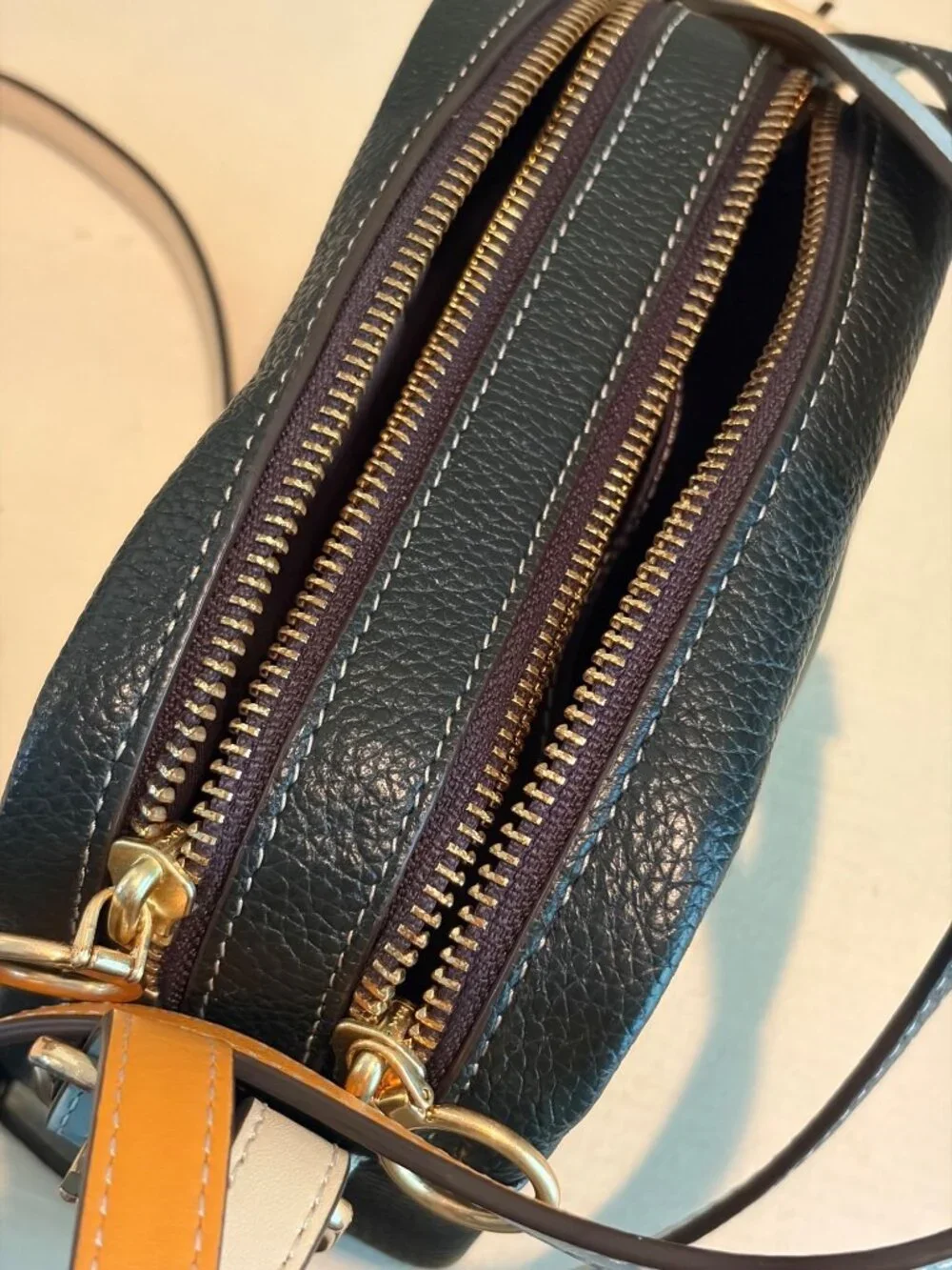 Tory Burch Perry Bombe Leather Patina Dark Green Crossbody Bag - Picture 5 of 12